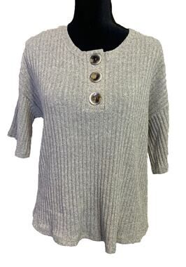 No Less Than Womens Boho Sweater Size Medium Oatmeal Oversized Cottage Core